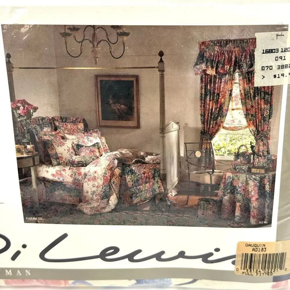 Di Lewis VTG 1991 Watercolor Floral Full Fitted Sheet Percale Country Cottage